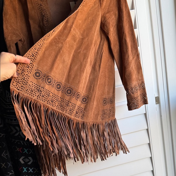 Johnny Was Cognac Suede Jacket with Fringe - Picture 4 of 8